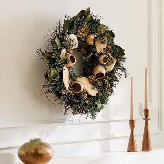 Golden Evergreen Dried Wreath | West Elm (US)