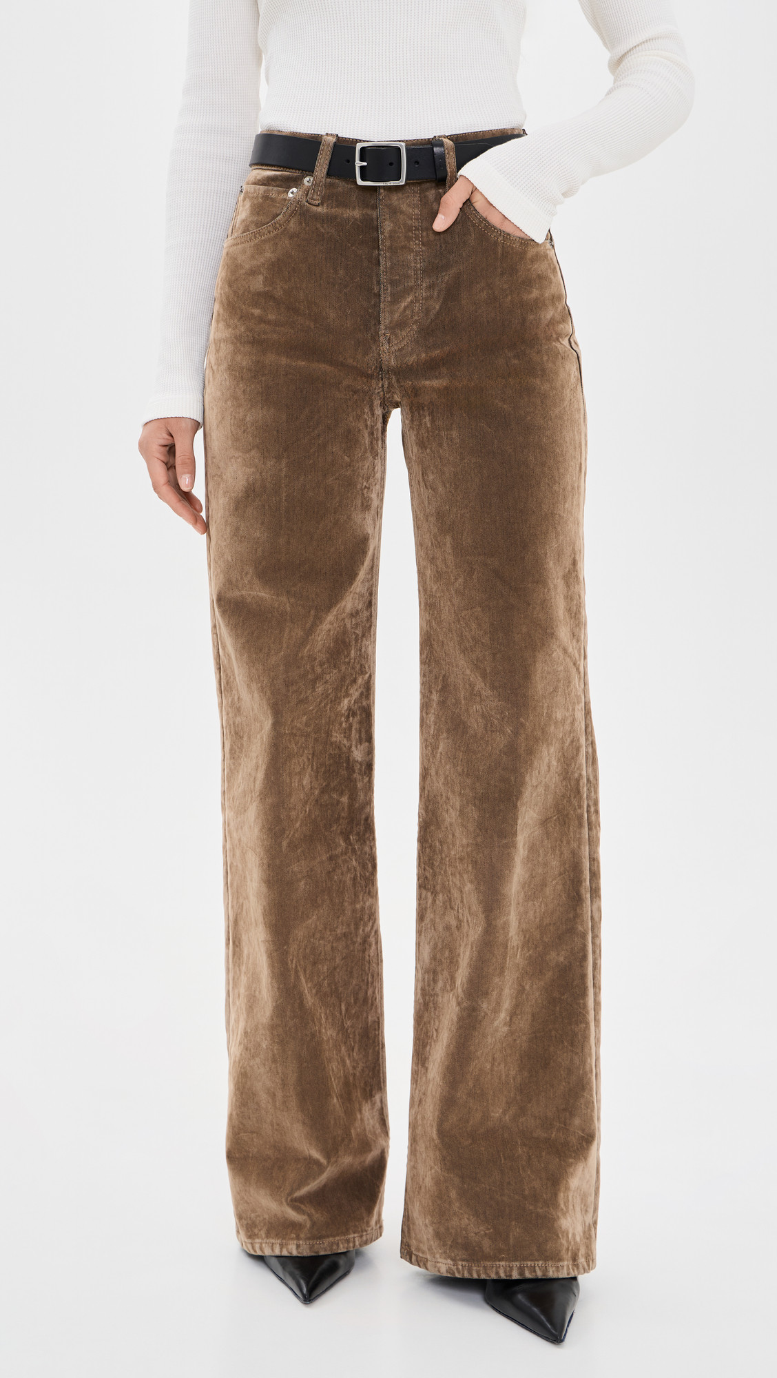 RE/DONE Wide Leg Flocked Jeans Beige Flock 27 | Shopbop