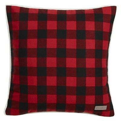 20"x20" Oversize Cabin Plaid Flannel Square Throw Pillow Red - Eddie Bauer: Mid-Century Modern Decor, Indoor Use, Polyester Fill | Target