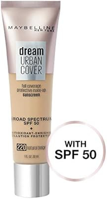Maybelline Dream Urban Cover Flawless Coverage Foundation Makeup, SPF 50, Natural Beige | Amazon (US)