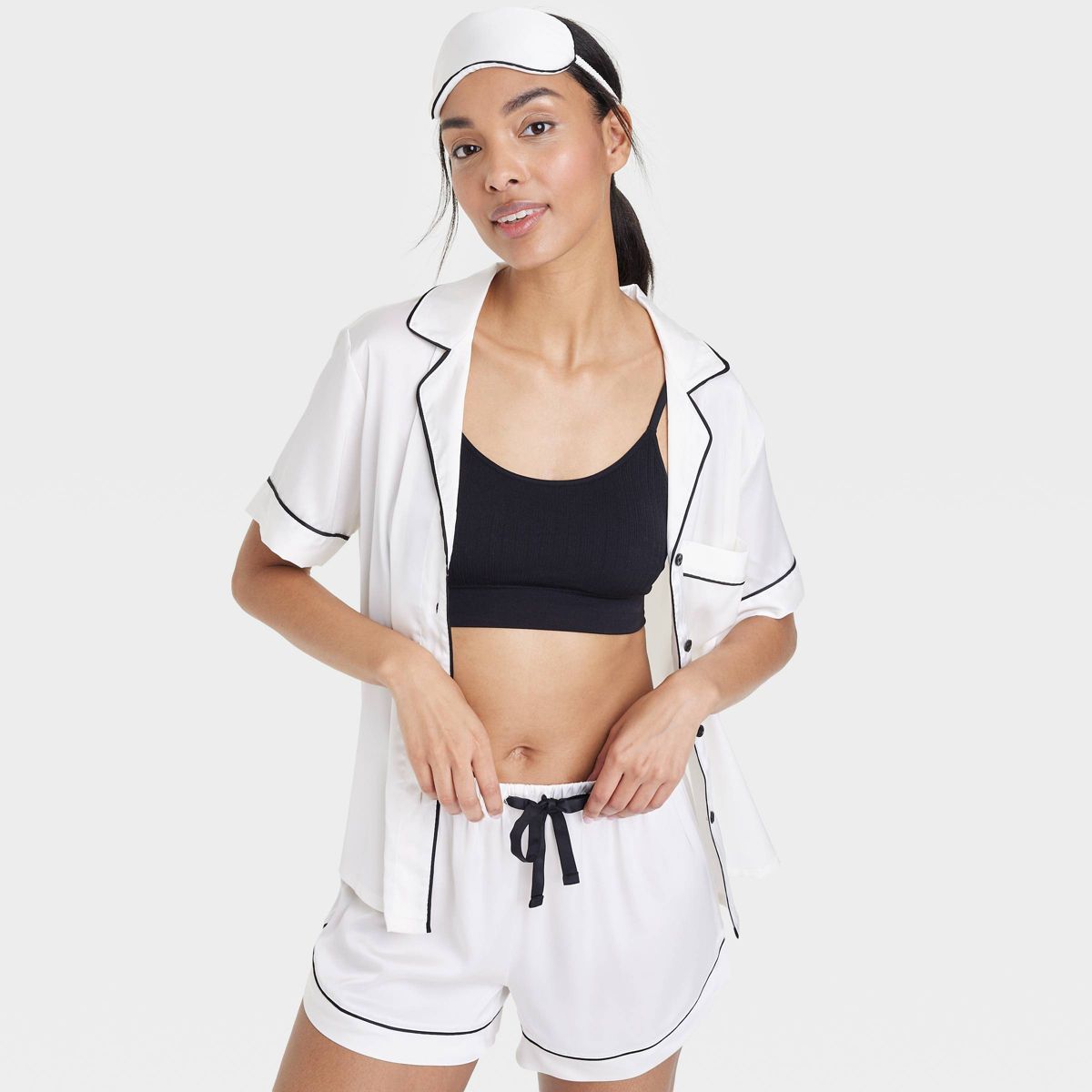 Women's 3pc Notch Collar and Shorts Pajama Set - Stars Above™ White | Target