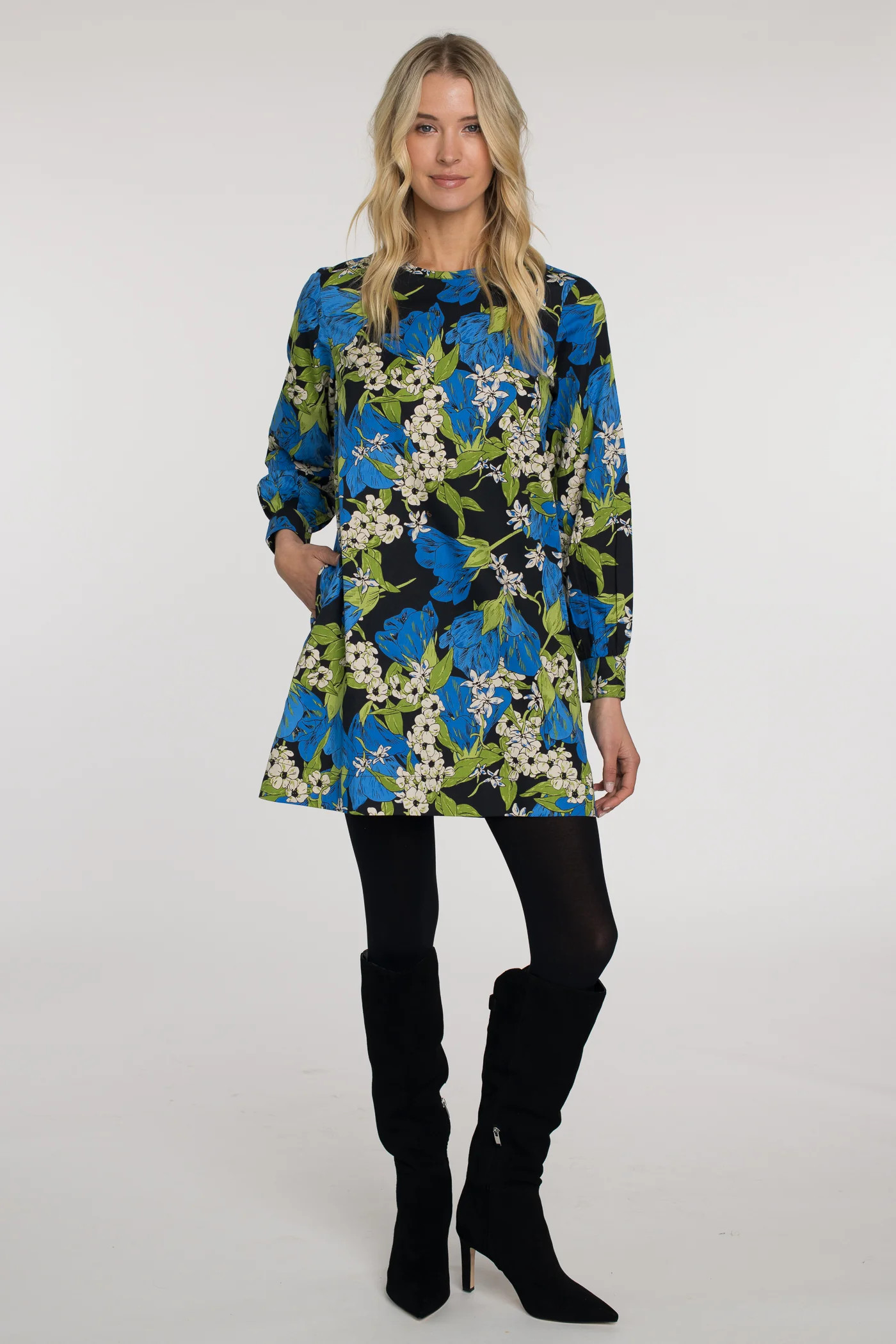 Long Sleeve Ellie Dress in Night Bloom | Elizabeth James The Label