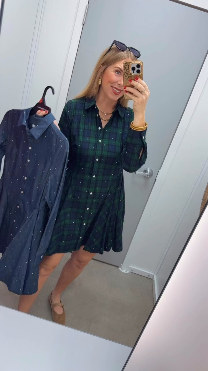 This new free assembly dress is beautiful! Comes in tartan plaid and a denim too!
