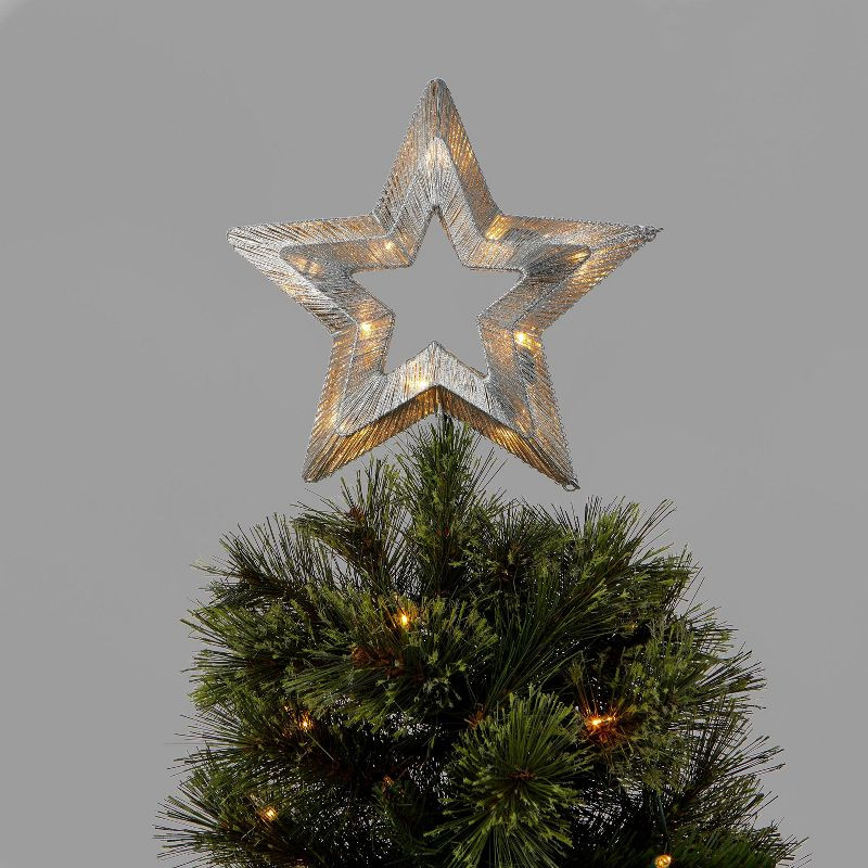 11in Lit Wrapped Open Star Tree Topper Silver - Wondershop™ | Target