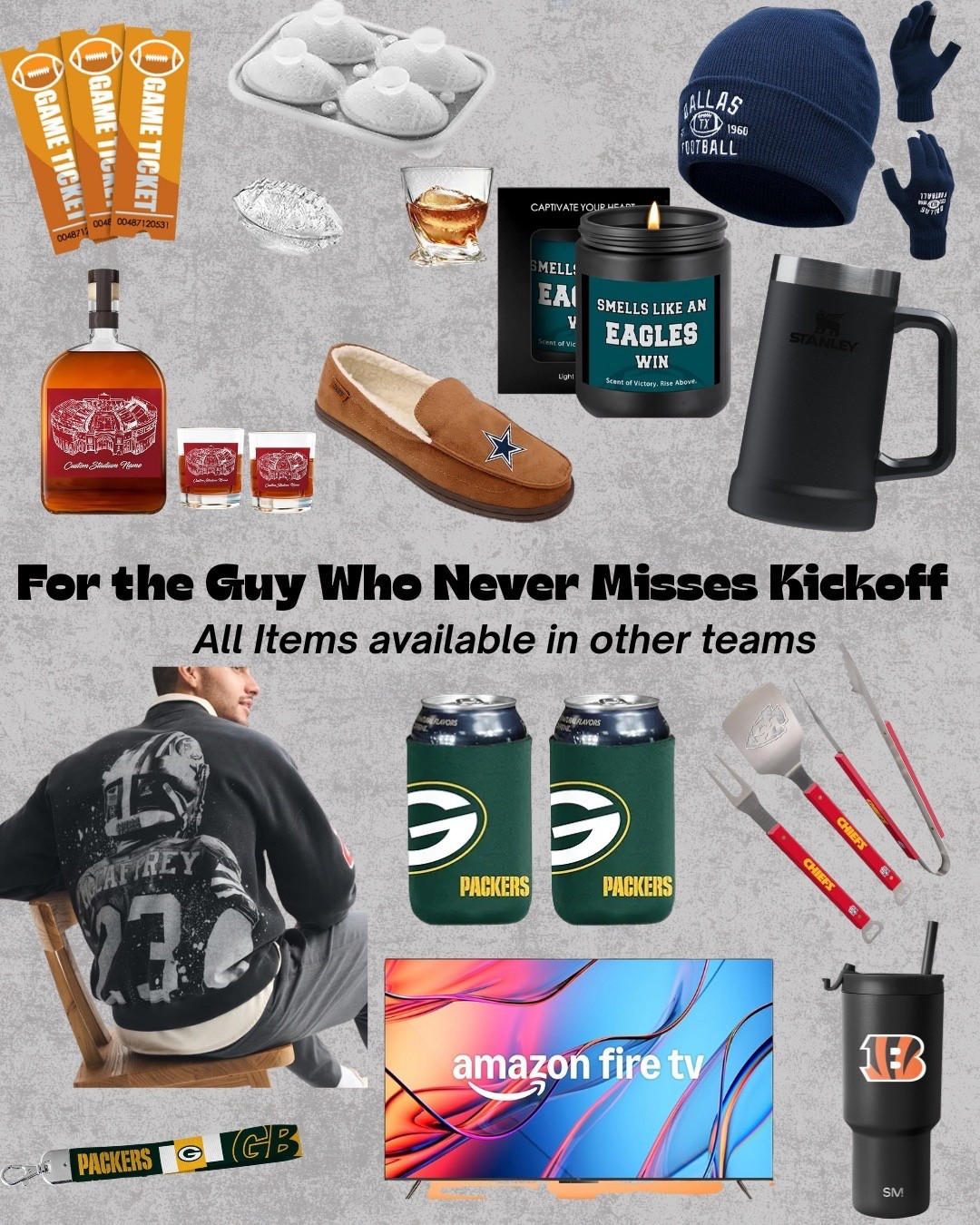 For the guy who never misses kickoff 🏈Game-day slippers, candles, grill tools & drinkware — most of these come in tons of different teams, so you can match his fave. Perfect for NFL Sundays & tailgates.
#footballfan #nflgifts #giftsforhim #LTKmens #tailgateready #amazonfinds #holidaygiftsforhim #LTKholidaystyle

#LTKMens #LTKGiftGuide #LTKCyberWeek