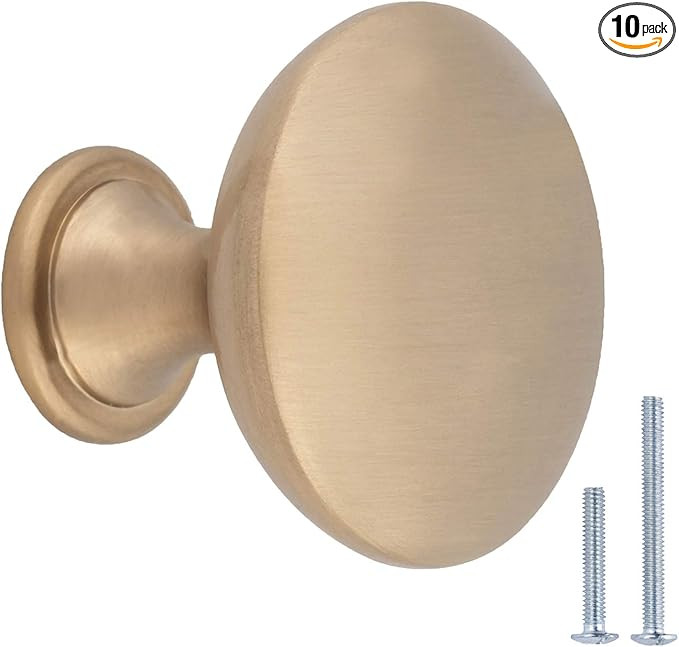 Amazon Basics Round Cabinet Knob, 1.18-inch Diameter, Golden Champagne, 25-pack | Amazon (US)