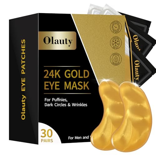 Under Eye Patches (30 Pairs) 24K Gold Eye Patches for Puffy Eyes Treatment Under Eye Masks for Dark Circles and Puffiness, Reduce Under Eye Bags, Smooth Wrinkles Eye Gel Pads for Women Men | Amazon (US)