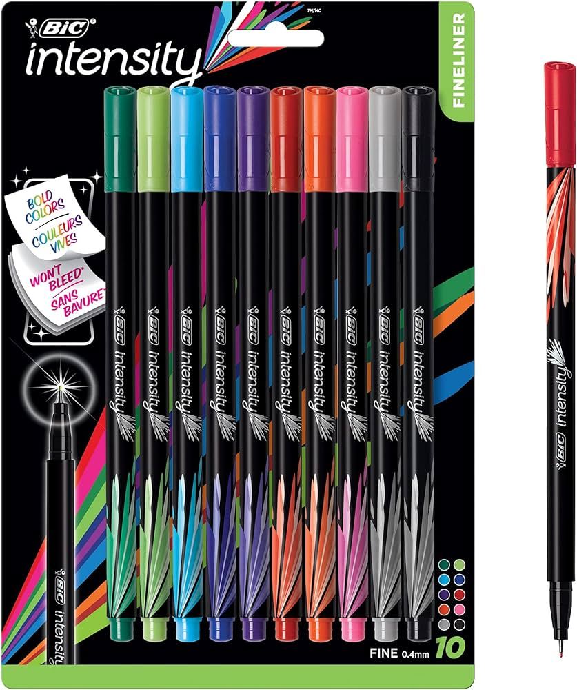 BIC Intensity Fineliner Marker Pen, Fine Point (0.4 mm), Assorted Colors, 10-Count, Model Number:... | Amazon (US)