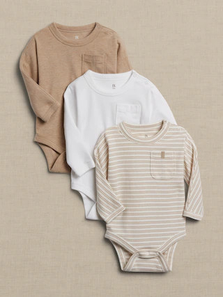 Essential SUPIMA® Long-Sleeve Bodysuit 3-Pack for Baby | Gap (US)