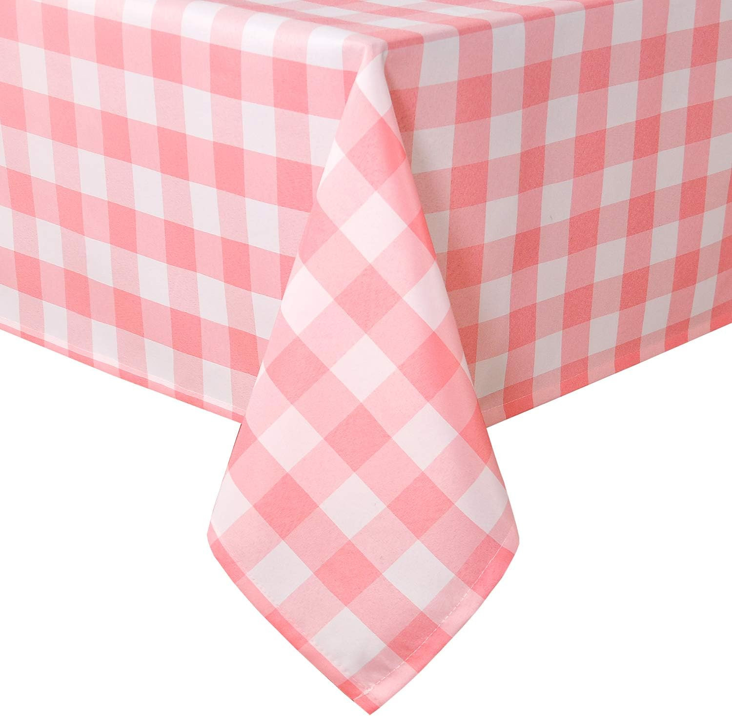Hiasan Peach Pink and White Checkered Tablecloth Rectangle - Stain Resistant, Waterproof Polyeste... | Amazon (US)