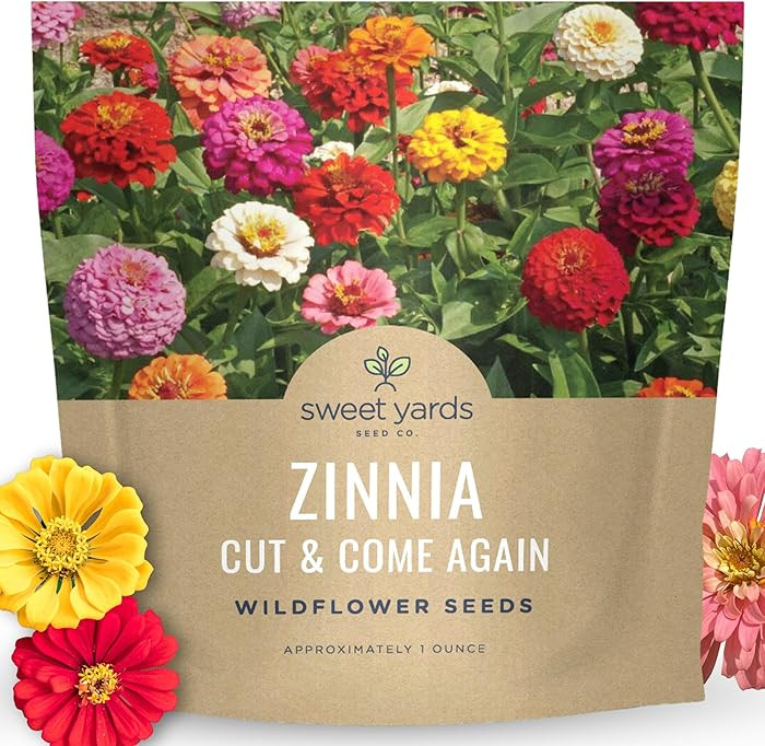 Zinnia Cut & Come Again Mix - Large 1 Ounce Packet - 4,000 Flower Seeds for Planting - Zinnia ele... | Amazon (US)