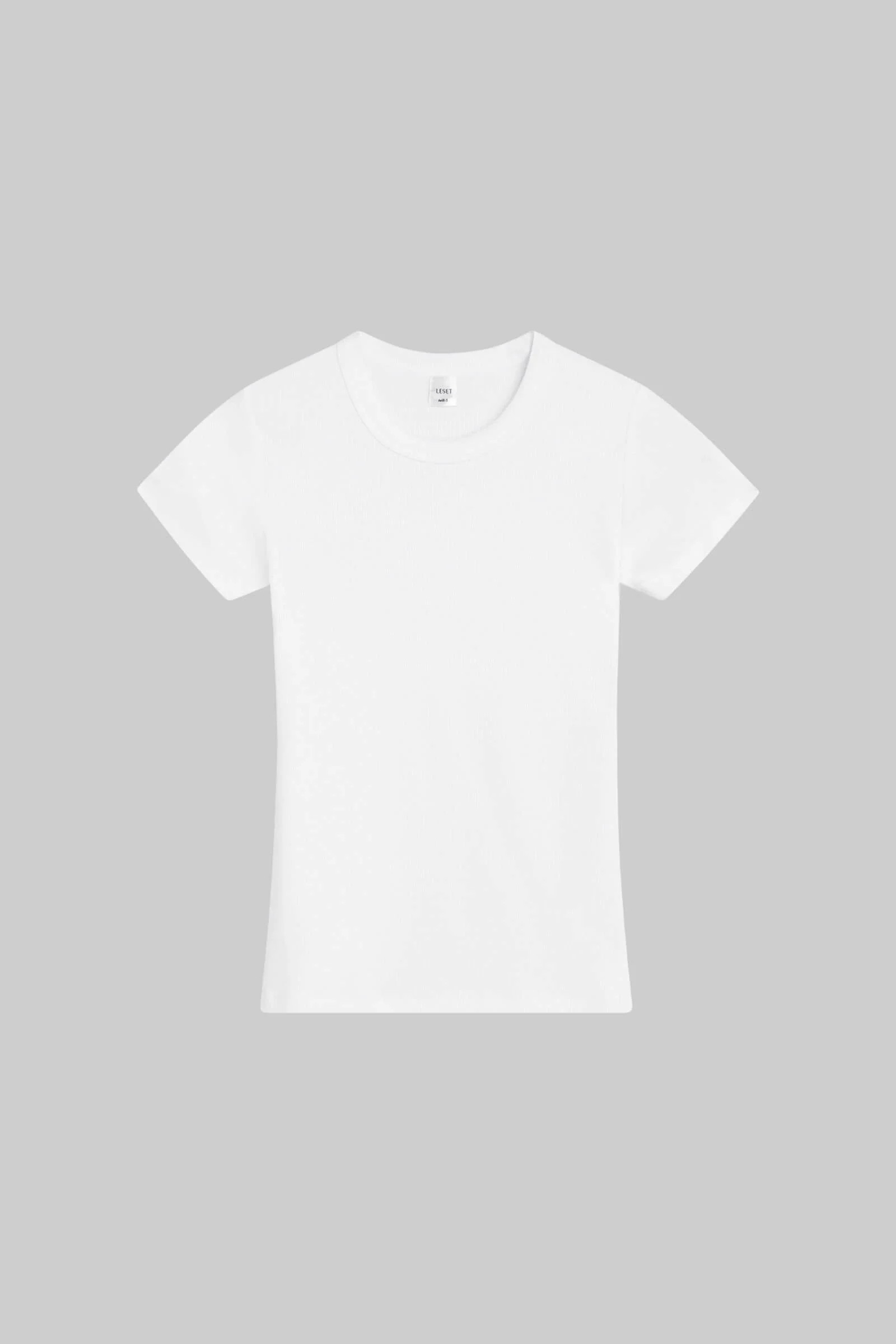 LESET Kelly Slim Fit Tee in White in Cotton Rib | LESET