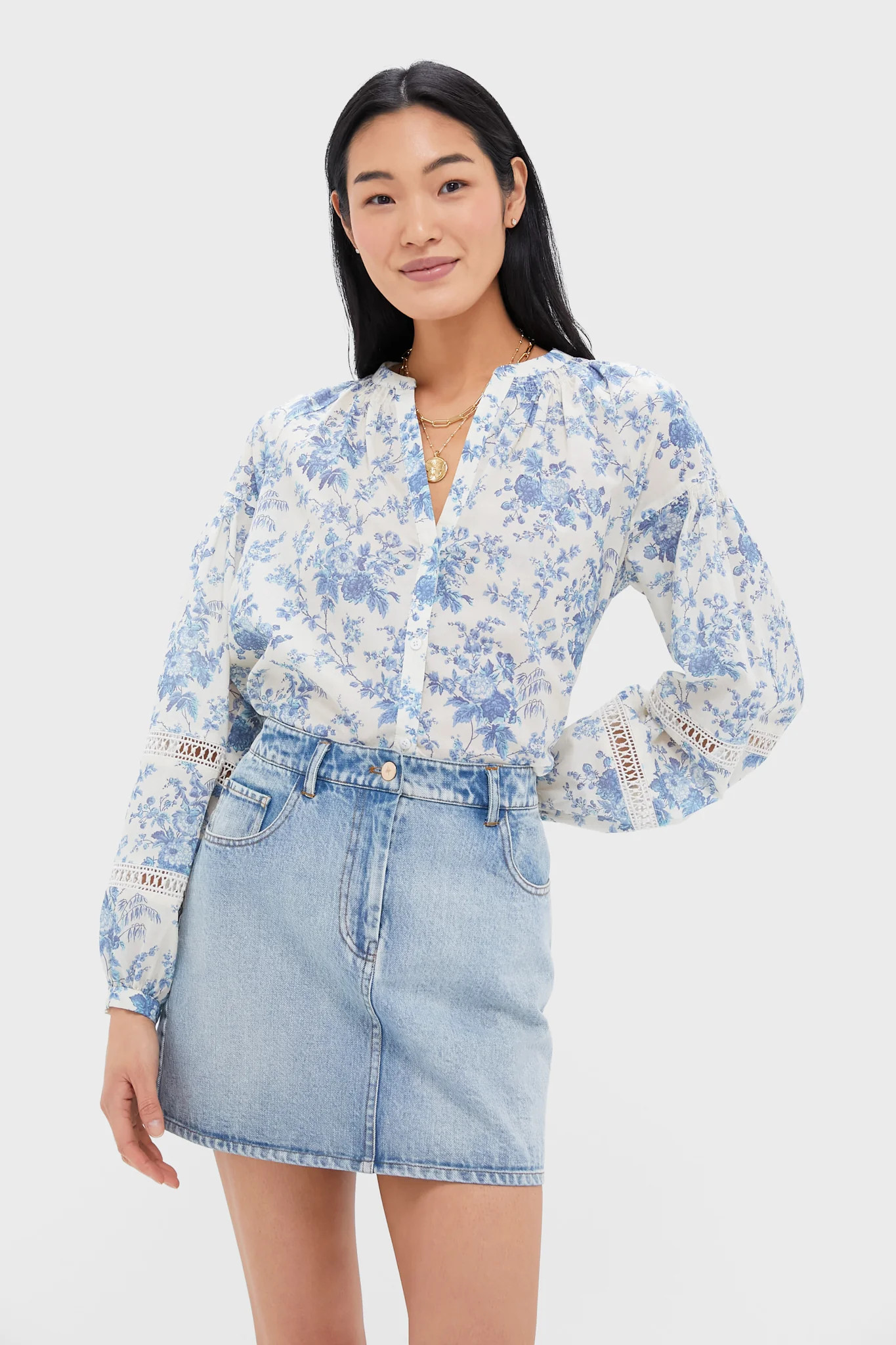 Forget Me Not Floral Camden Blouse | Tuckernuck (US)