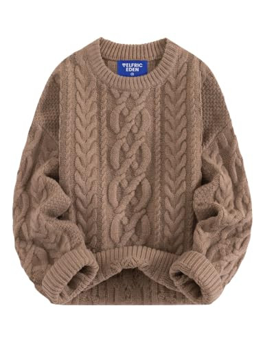 Aelfric Eden Sweaters for Women Oversized Chunky Cable Knit Crew Neck Solid Pullover Sweater Tren... | Amazon (US)