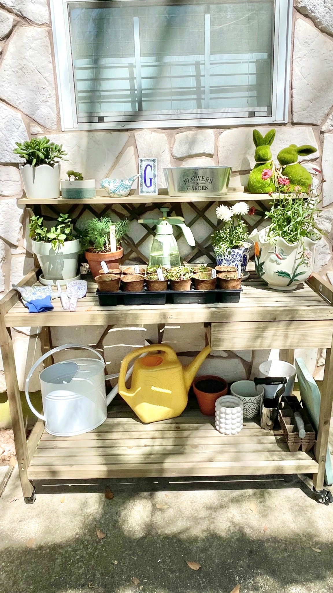 Garden finds 
Wooden garden potting bench 


#LTKSpringSale #LTKHome