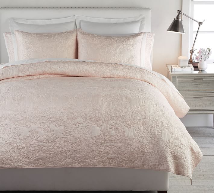 Monique Lhuillier Blossom Embroidered Cotton Quilt | Pottery Barn (US)