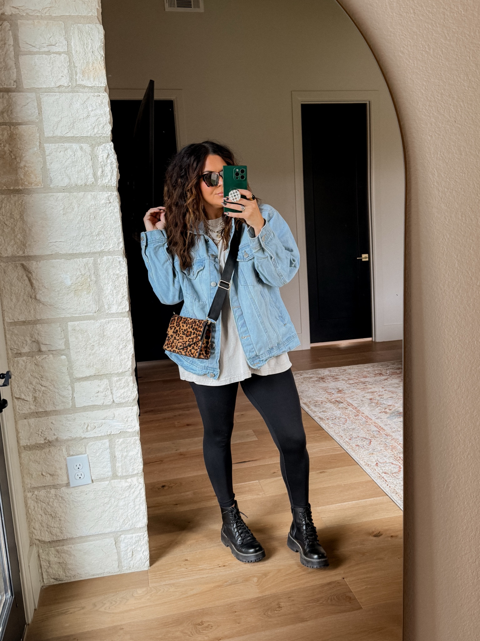 Easy fall leggings outfit. 
Favorite Leggings: Large
Oversized washed tee: XXL
denim Jacket: XL
Combat Boots: True to size
Bra and undies are linked too!


#LTKStyleTip #LTKFindsUnder50 #LTKMidsize