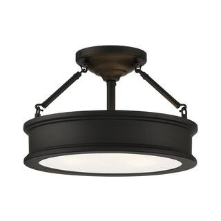 Home Decorators Collection Grafton 15 in. 3-Light Coal Semi-Flush Mount Ceiling Light 25955 - The... | The Home Depot