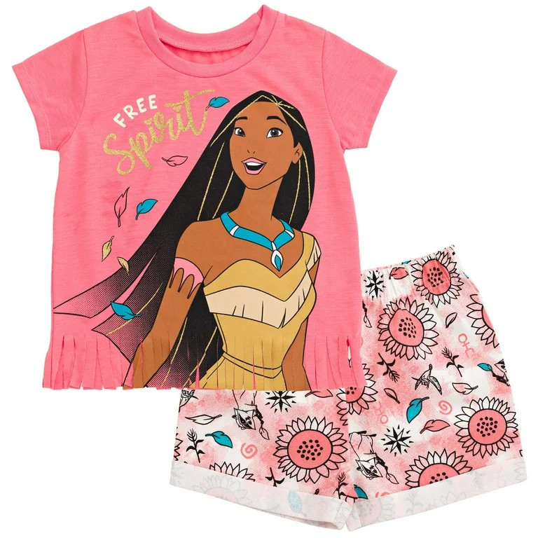 Disney Princess Pocahontas Big Girls T-Shirt and Shorts Outfit Set Toddler to Big Kid | Walmart (US)