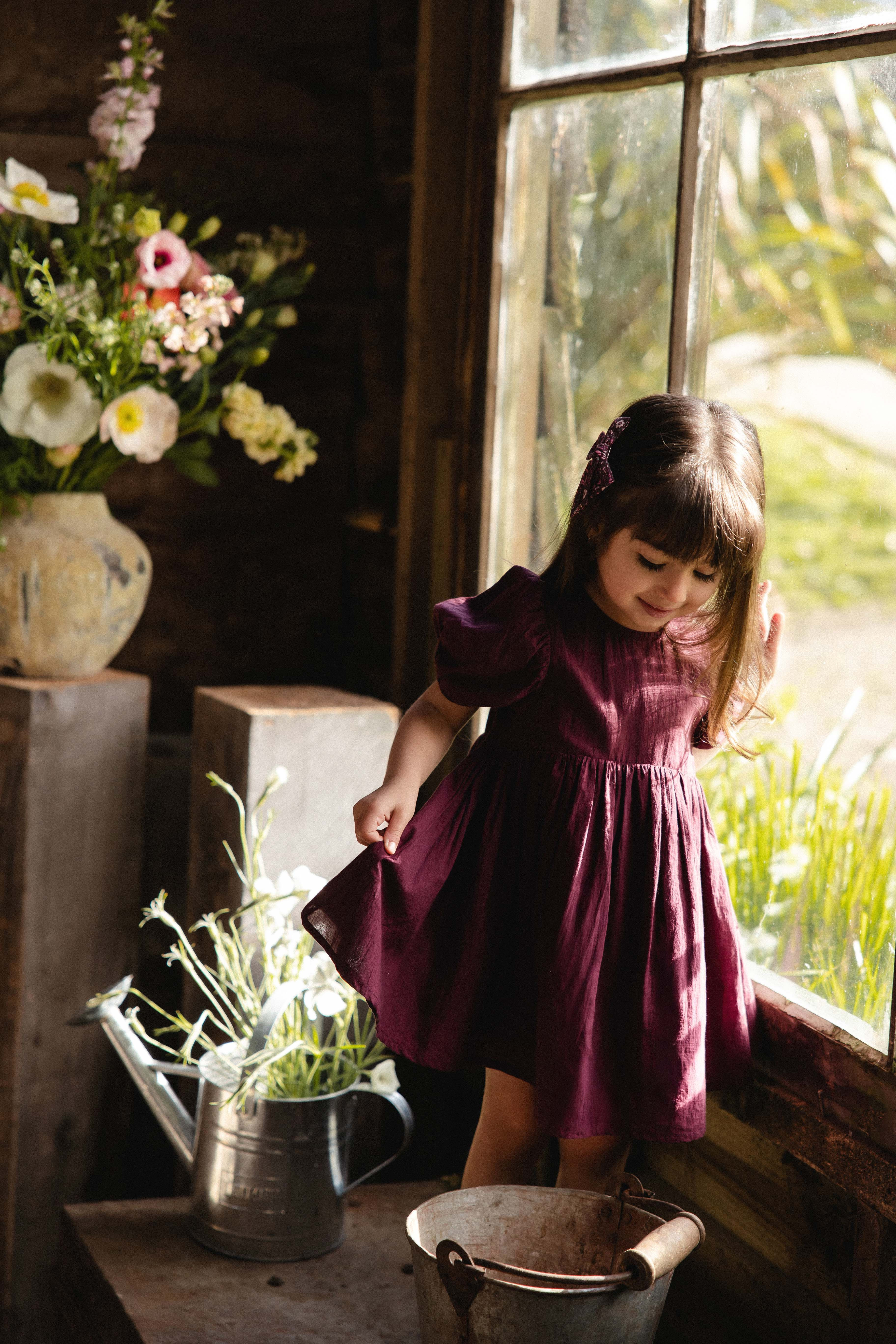 Organic Cotton Frannie Dress - Fig | Jamie Kay