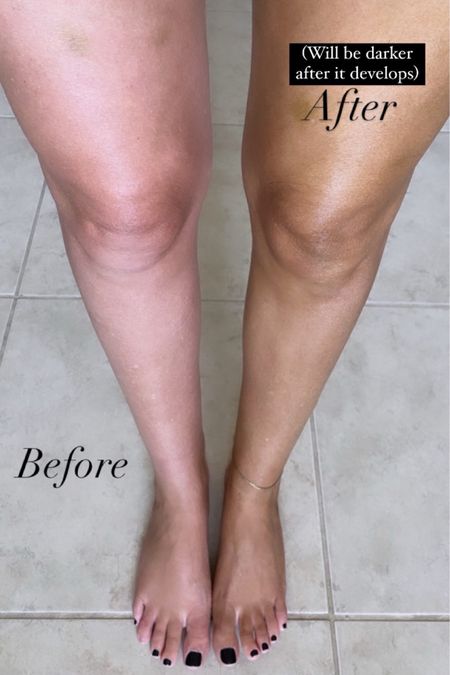 Before and after of my clean self tan from Amazon - use more coats for a darker coat 

clean beauty, amazon beauty, amazon self tan, amazon clean beauty products 

#LTKBeauty