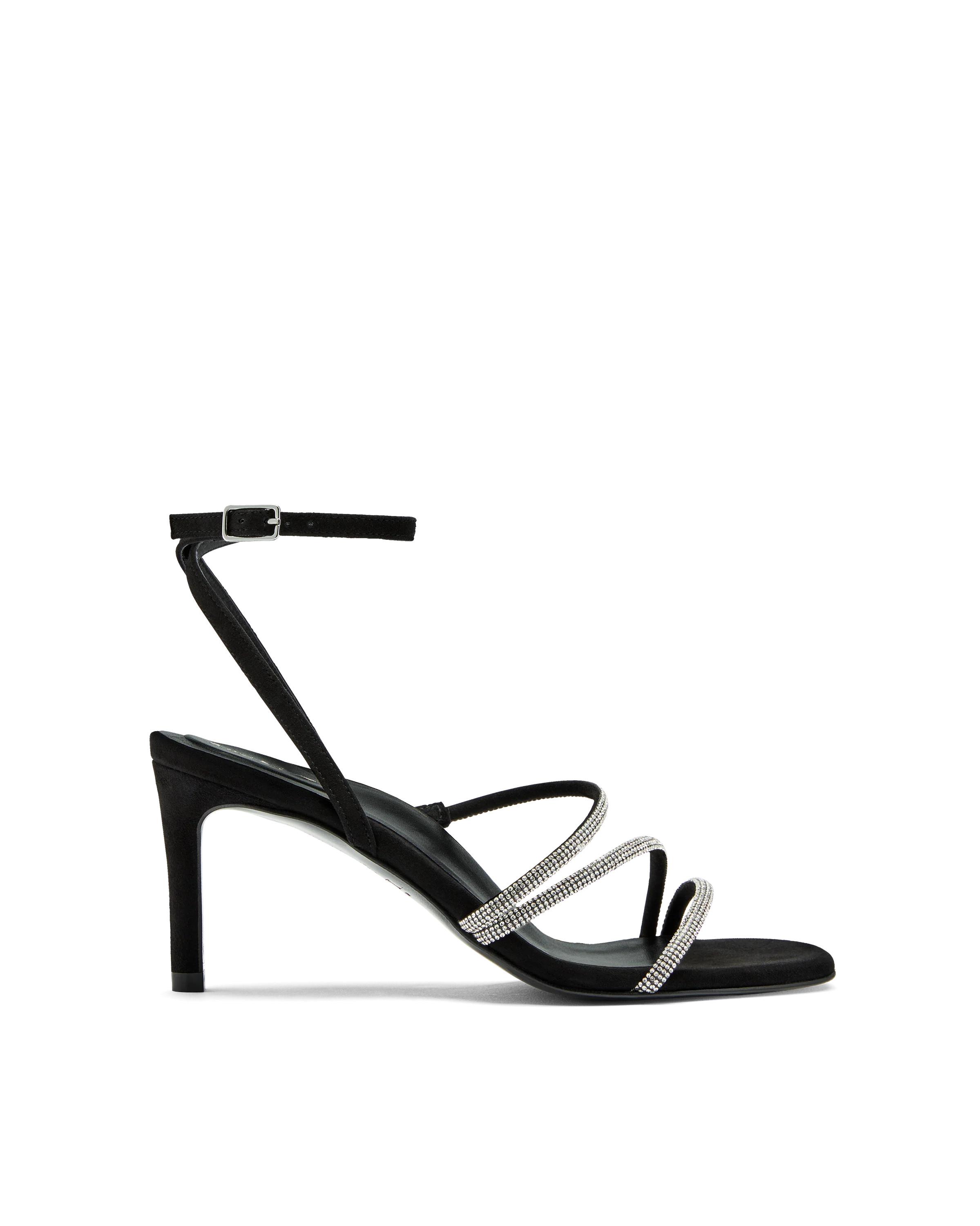 Sofia: Black Suede with Crystals | Inez Shoes, LLC