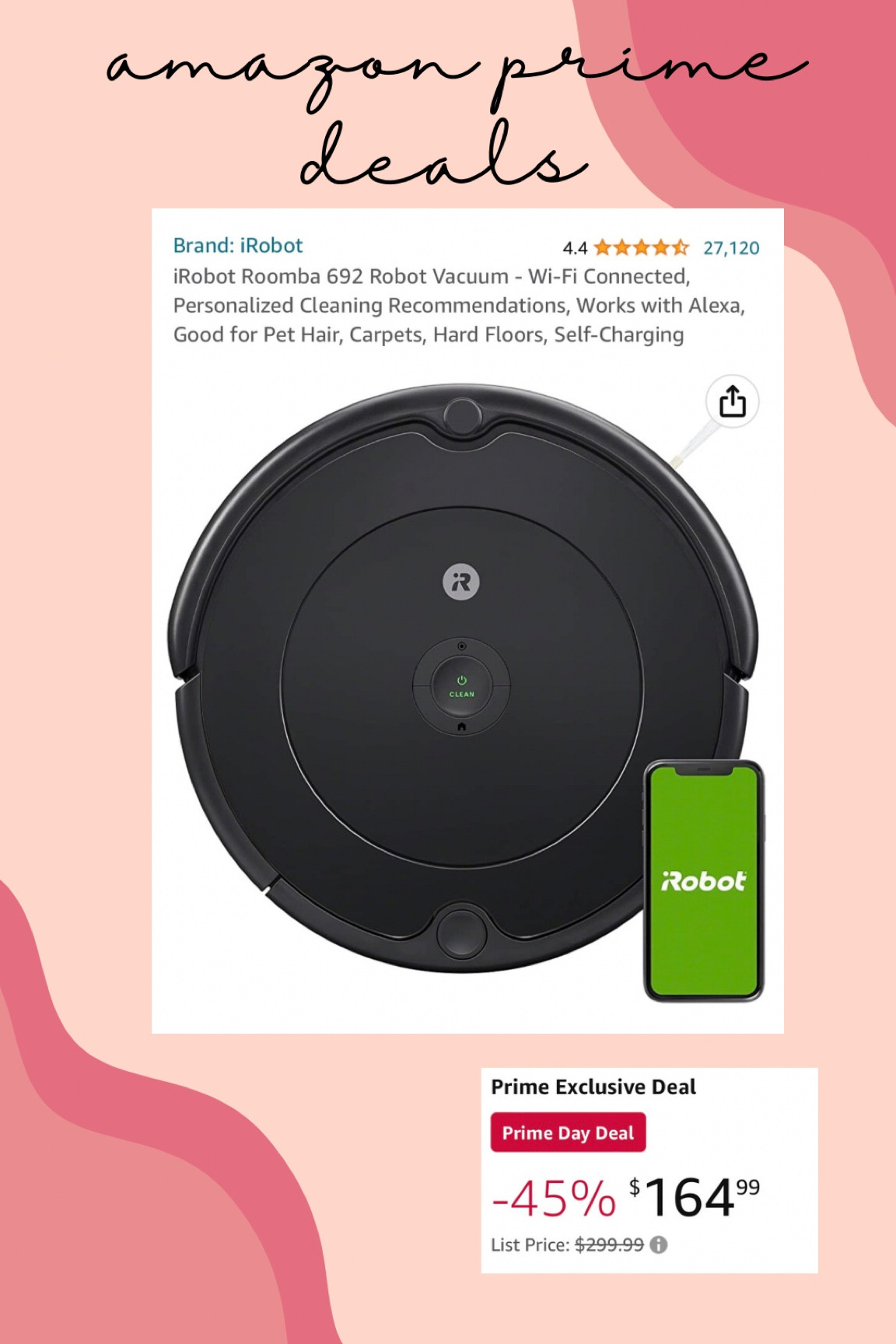 2022A/W新作送料無料 IRobot Roomba 692 Robot Alexa, Parts Authentic Floors Hair,  Pet Works with Vacuum-Wi-Fi Replacement Carpets, Connectivity, Hard with  Good for Roomba 電動工具