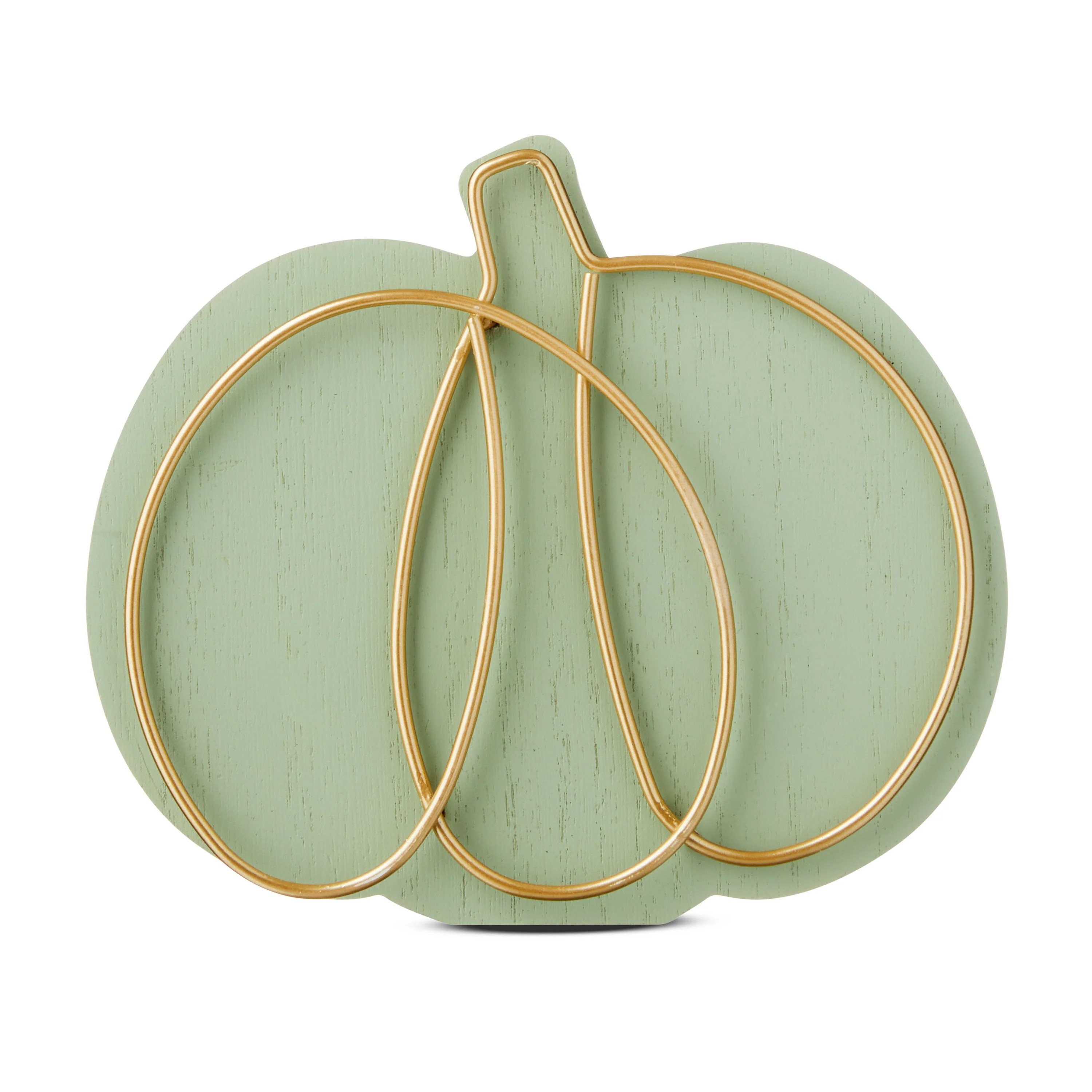 Harvest Short Sage Green Pumpkin with Gold Wire Overlay Tabletop Decoration, by Way To Celebrate | Walmart (US)