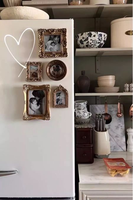 Magnetic frames on fridge, kitchen decor, floating shelves, vintage kitchen decor

#LTKfamily #LTKhome