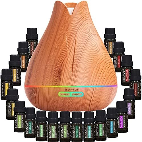 Aromatherapy Essential Oil Diffuser Gift Set - 400ml Ultrasonic Diffuser with 20 Essential Plant ... | Amazon (US)