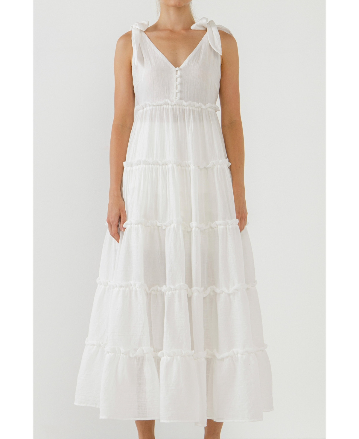 Free the Roses Women's Tiered Maxi Dress - White | Macy's