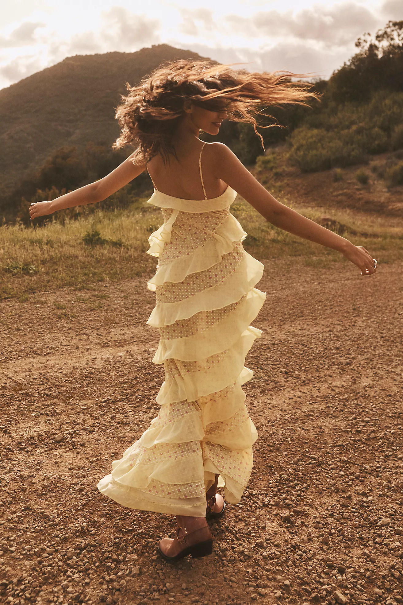 For Love & Lemons Debby Tiered Ruffle Midi Dress | Anthropologie (US)