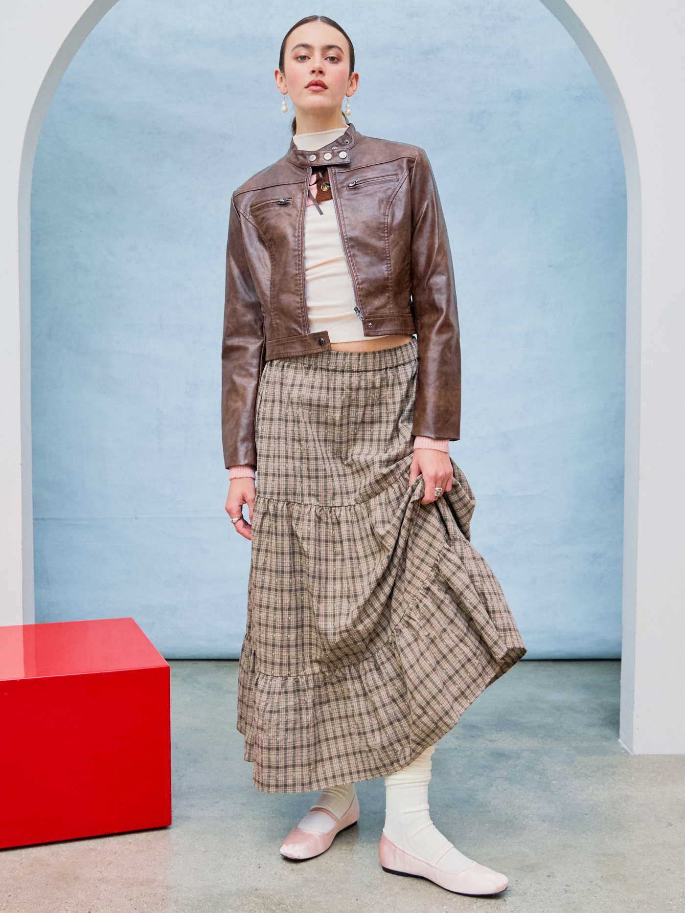 Faux Leather Stand Collar Zipper Biker Jacket | Cider