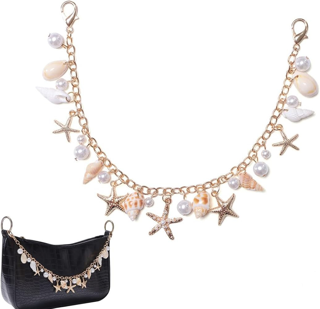 Boho Bag Charms Mermaid Starfish Seashell Conch Pearl Bag Chain Purse Keychain Bag Accessories fo... | Amazon (US)