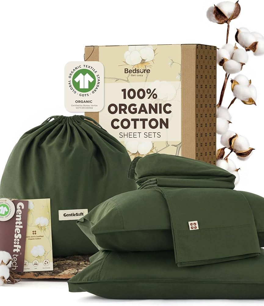 Bedsure 100% GOTS Organic Cotton Sheets, Fair Trade Certified Queen Bedding Set, Eco-Friendly, So... | Amazon (US)