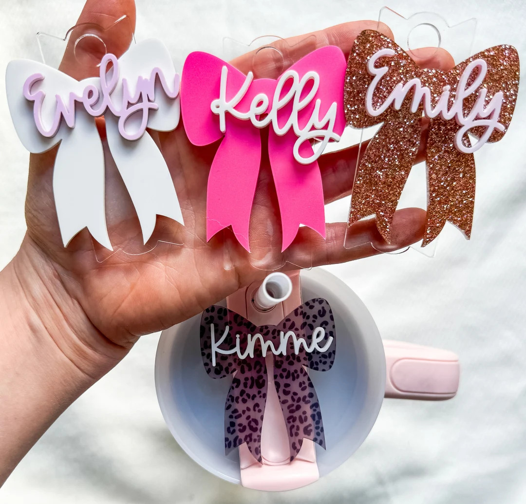 Personalized Bow Name Plate Tag: Stanley Tumbler Accessory - Etsy | Etsy (US)