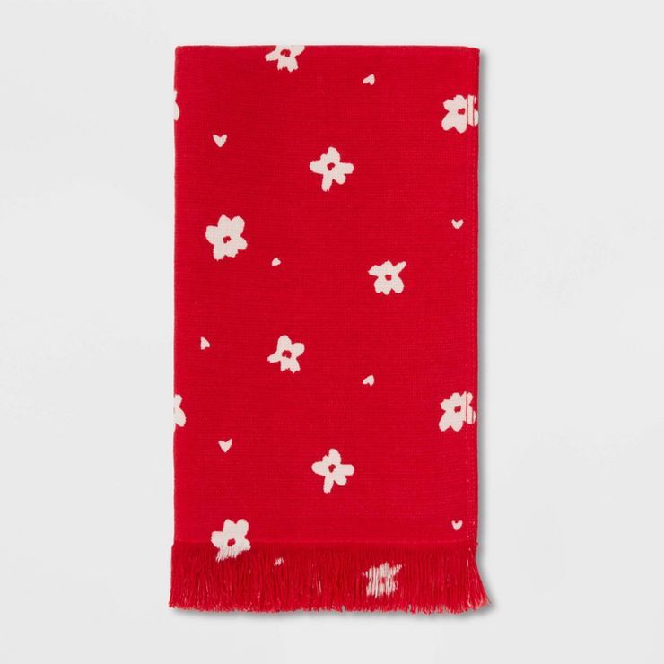 Floral Printed Hand Towel Red - Threshold™ | Target