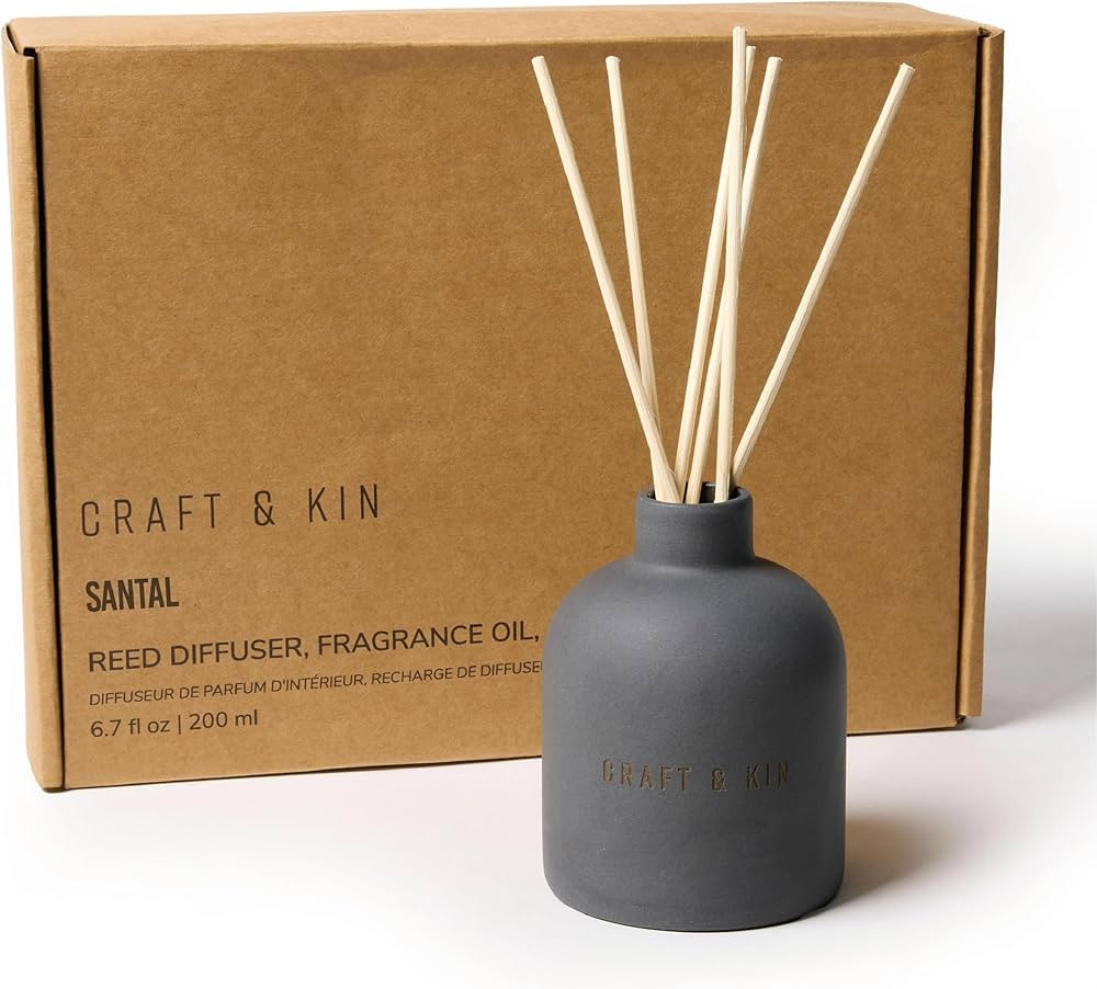 Craft & Kin Reed Diffuser Set Santal Woods | Reed Diffusers for Home, Fragrance Diffuser Sticks, ... | Amazon (US)