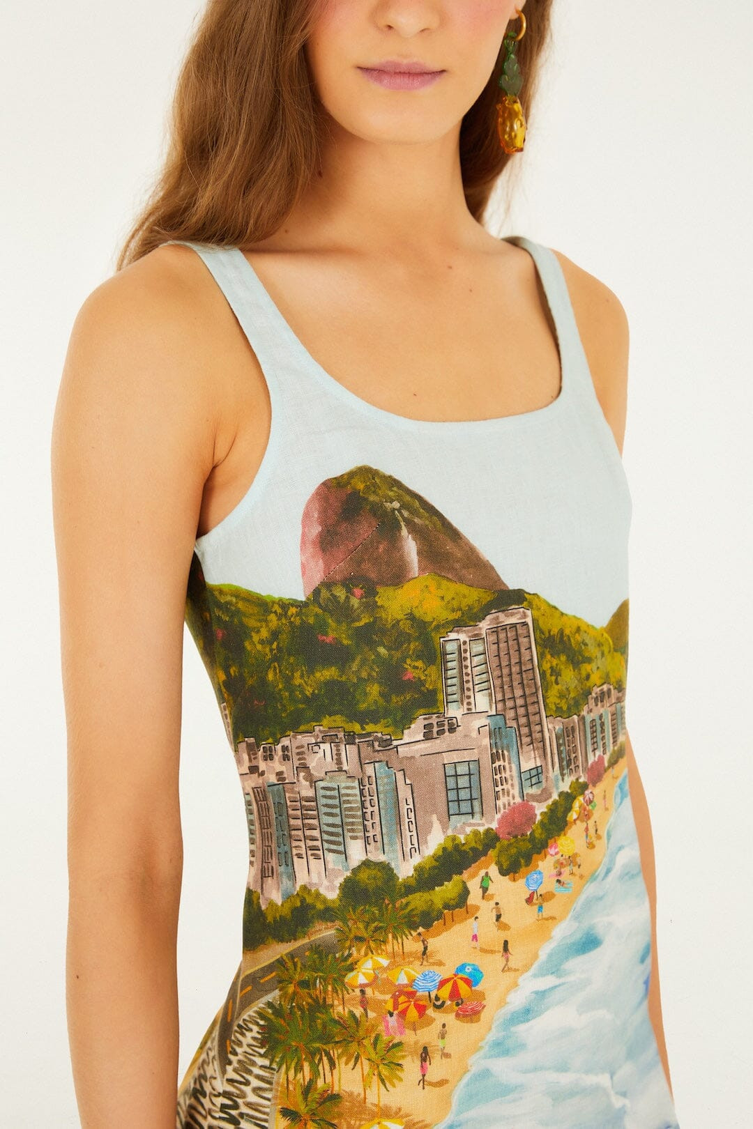 Multicolor Copacabana Beach Euroflax\u0099 Premium Linen Mini Dress | FARM Rio | FarmRio (US)