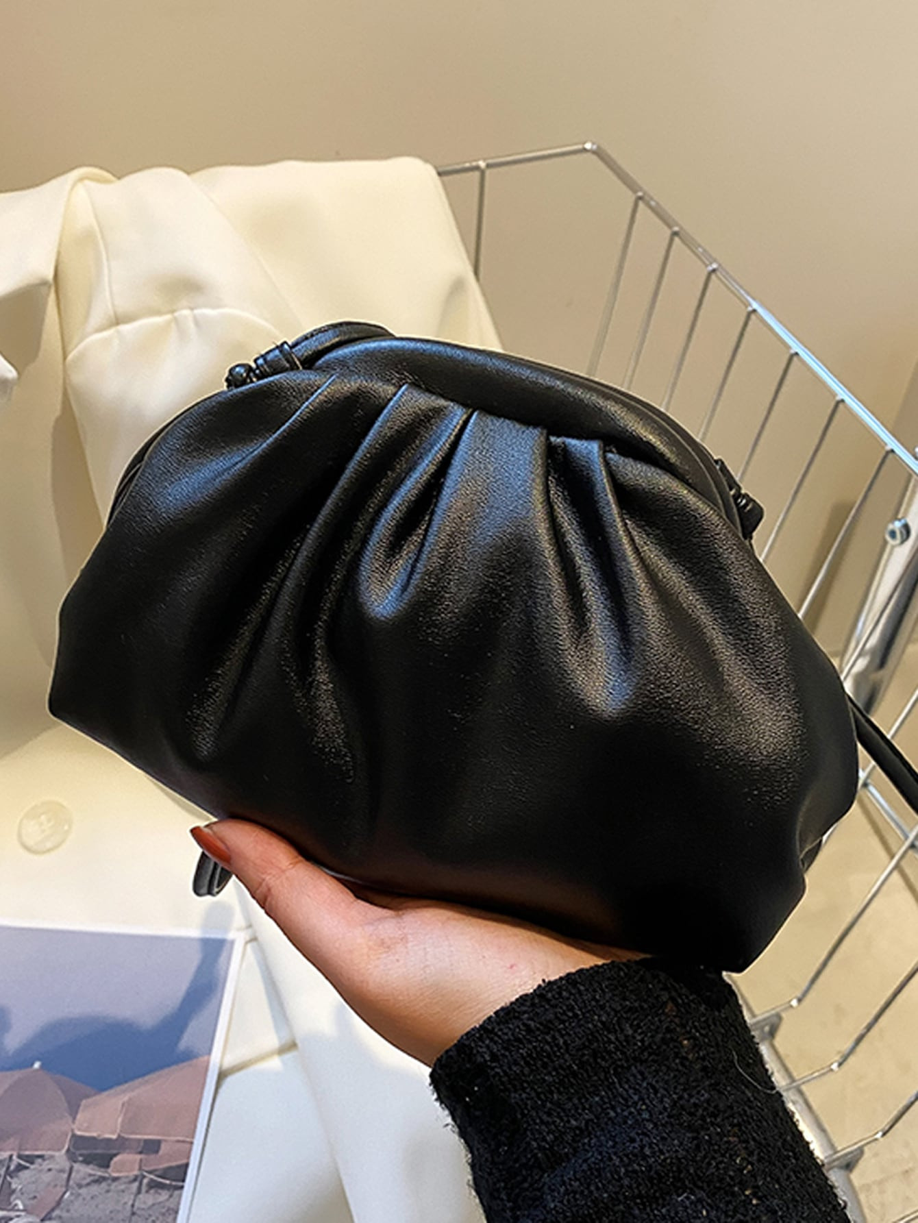 Mini Ruched Bag PU Black For Daily Life | SHEIN
