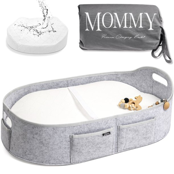 Baby Changing Basket with Contoured Foam Pad - Wipeable Waterproof Cover - Changing Pad Topper fo... | Walmart (US)