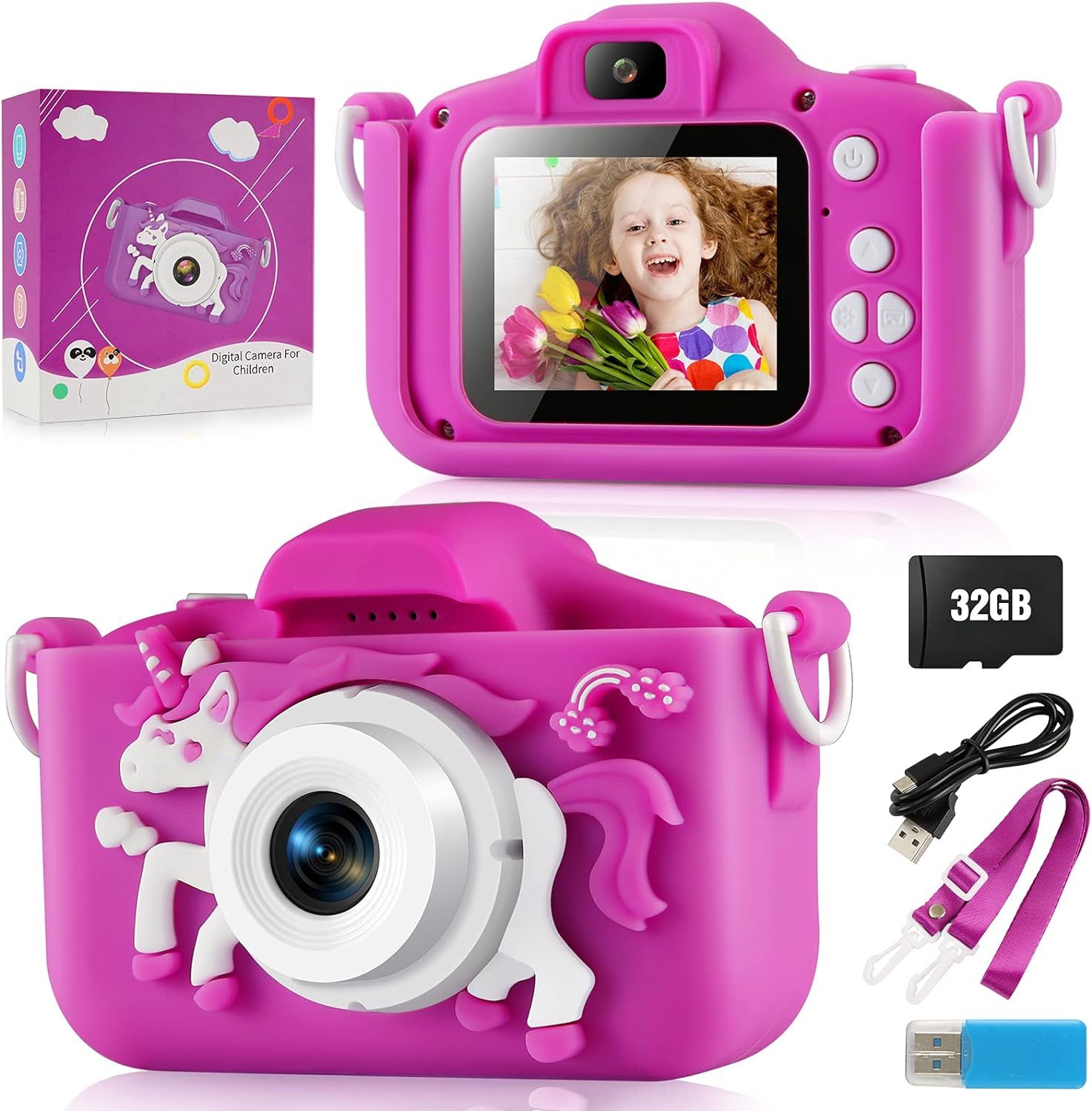 Kids Camera, Digital Camera for Girls 20MP Dual 1080P HD Cartoon Selfie Toy Camera Holiday Birthd... | Amazon (US)