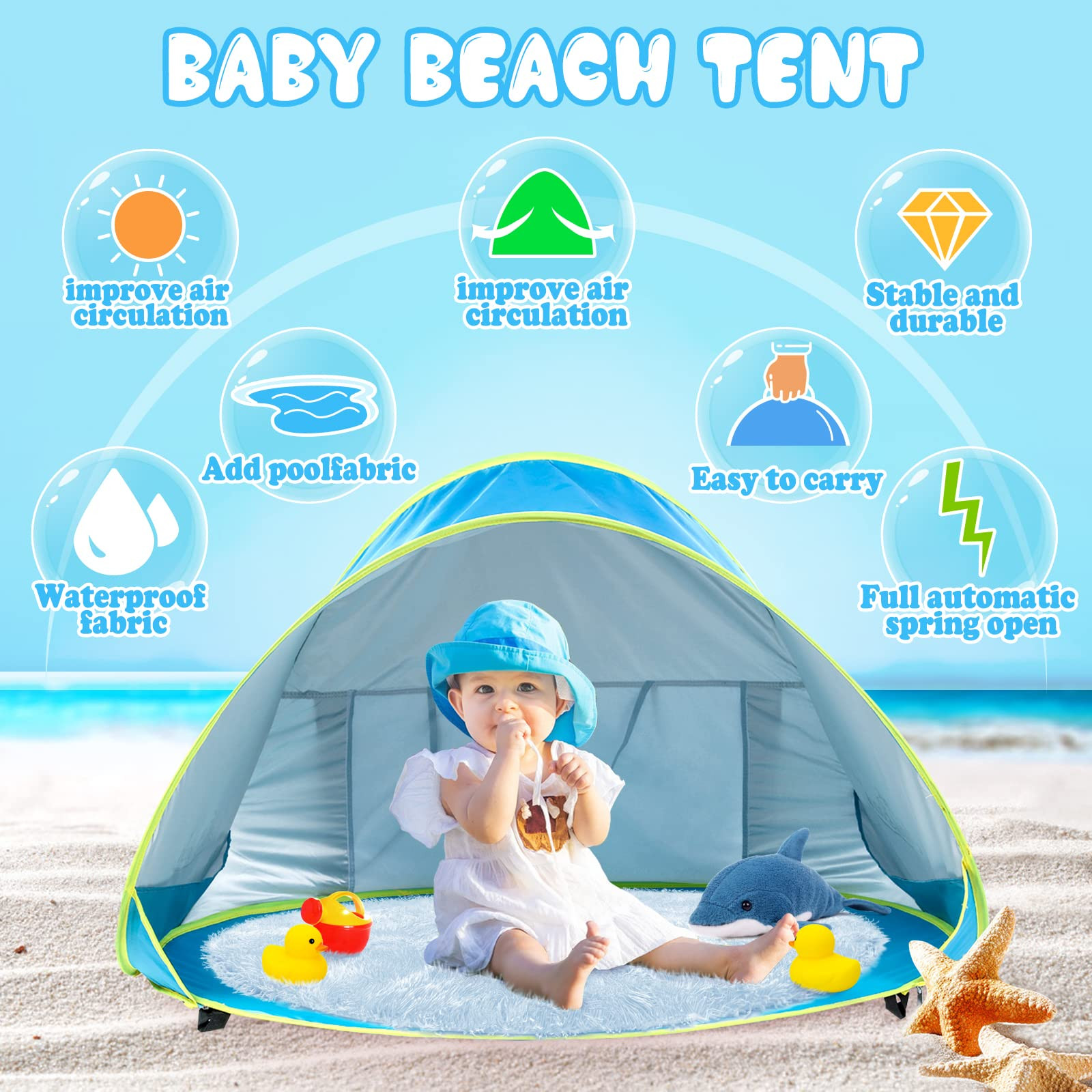 Monobeach Baby Beach Tent Pop Up Portable Shade Pool UV Protection Sun Shelter for Infant | Amazon (US)