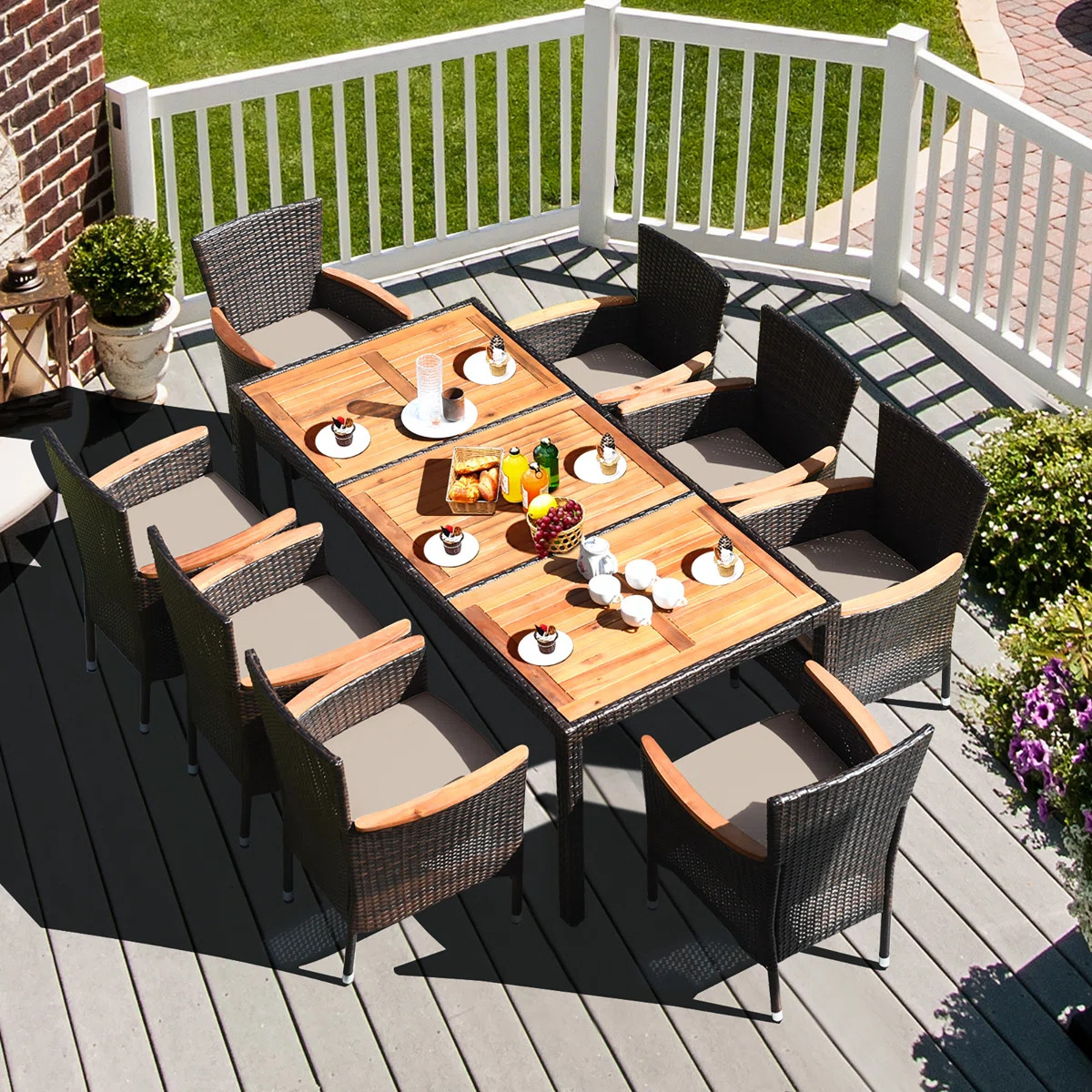Uppsala 8 - Person Patio Dining Set with Rectangular Table , Cushions Included | Wayfair North America