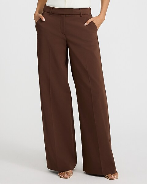 Editor Stretch Cotton Mid Rise Wide Leg Pant | Express