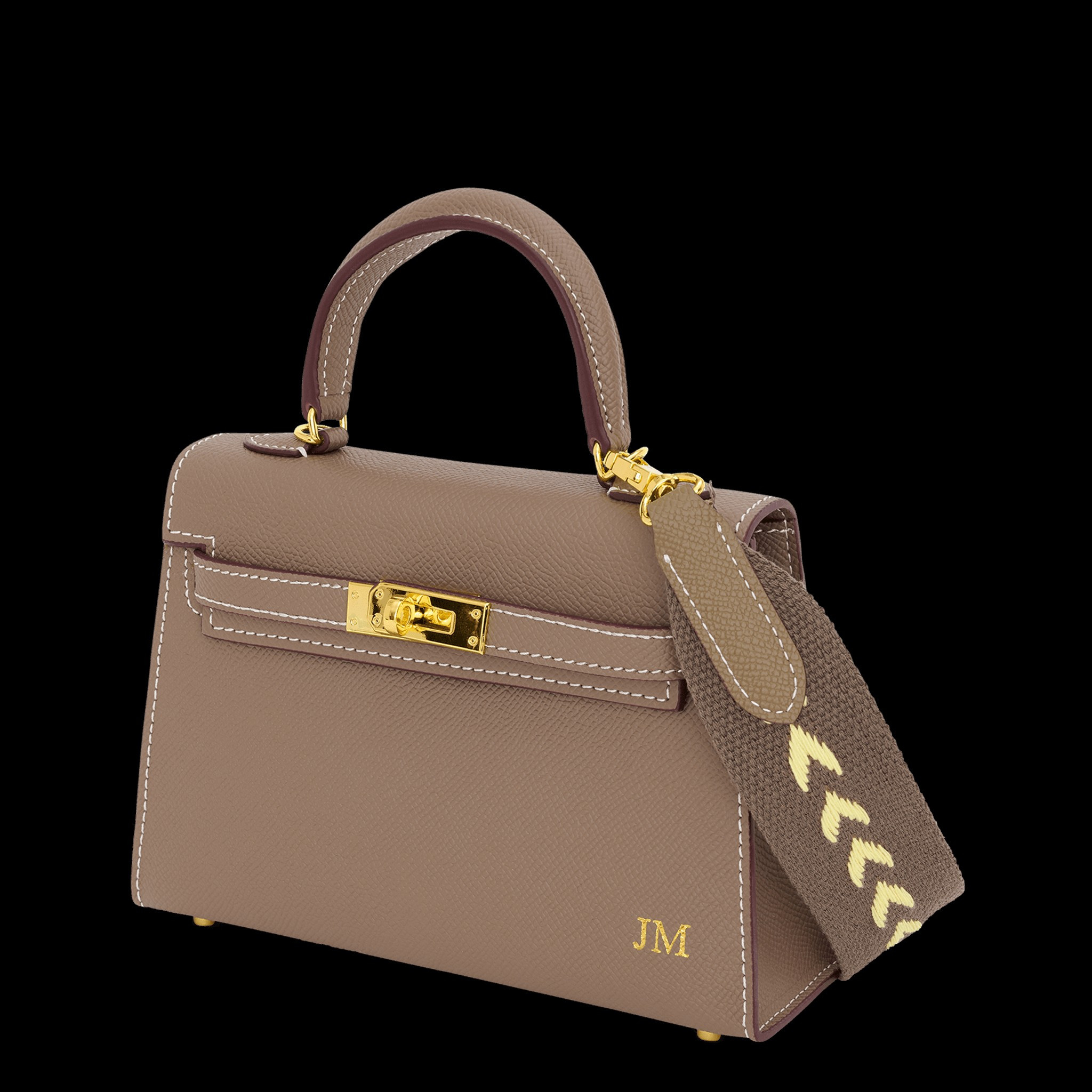 Lily & Bean Hettie Mini Bag - Mocha with Initials & Fabric Strap | Lily and Bean