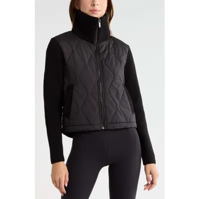 Zella Cascade Quilted Hybrid Jacket in Brown Mole at Nordstrom, Size Small | Nordstrom
