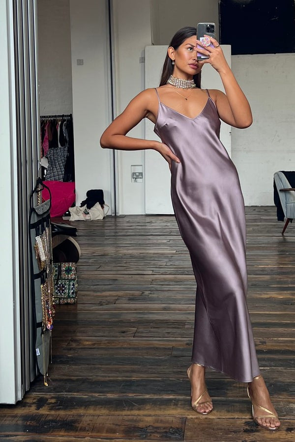 Mink Satin Camile Slip Dress | Never Fully Dressed (UK & IE)