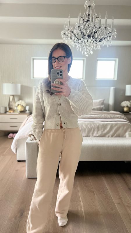 Cozy work from home outfit. Business up top. Comfort on bottom. 

Casual outfit. Neutral outfit. Vanilla. Aritzia. Sweatfleece. Cardigan. Sweatpants  

#LTKWorkwear #LTKStyleTip #LTKActive