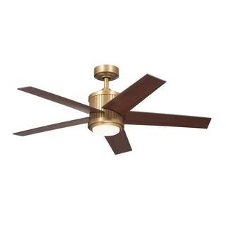 KICHLER Brahm 48 in. Integrated LED Indoor Natural Brass Downrod Mount Ceiling Fan with Remote Co... | The Home Depot